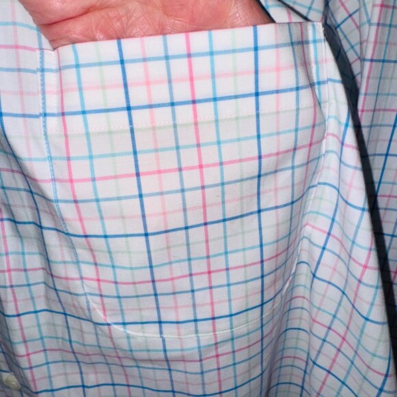Peter Millar Mens XL Plaid Button-Down Classic Cotton Spandex White Multicolor - Picture 7 of 8